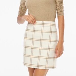 J. Crew Cream Plaid Mini Skirt with Tan Windowpane